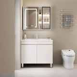 White Single Sink MDF Bathroom Vanity Set with Shelves Image - 14