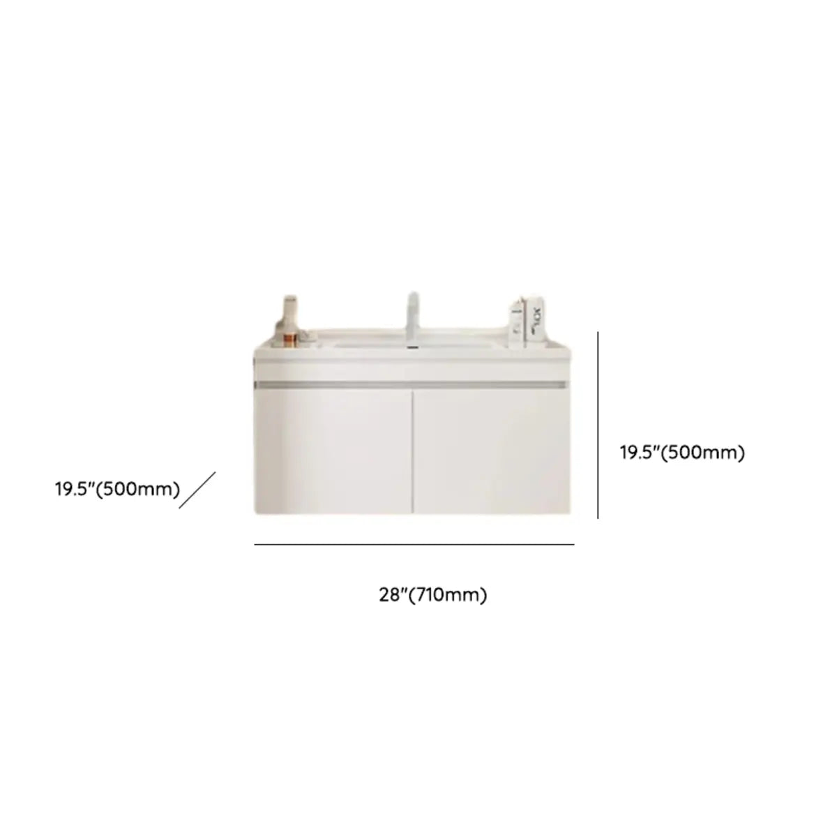 White Single Sink MDF Bathroom Vanity Set with Shelves Image - 35