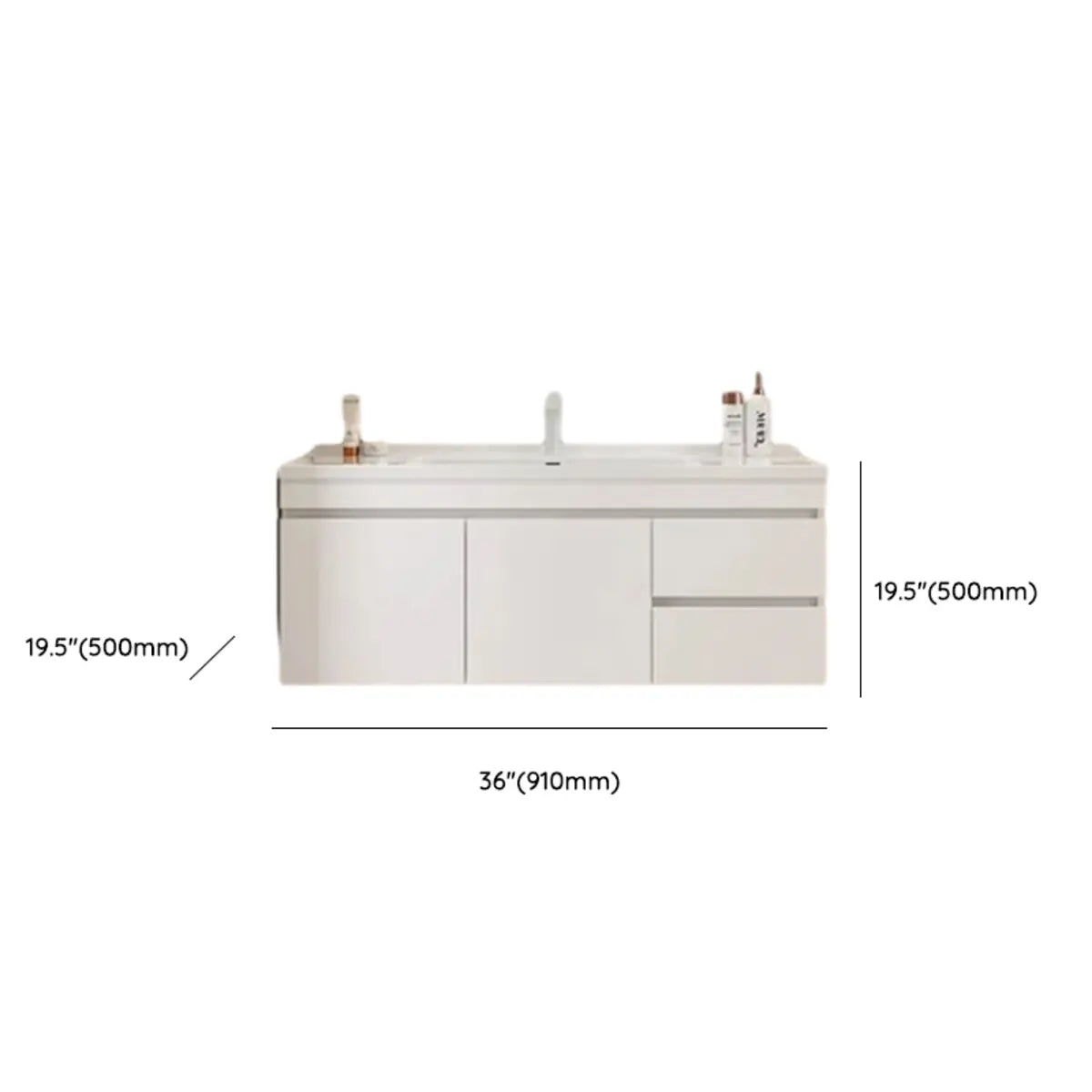 White Single Sink MDF Bathroom Vanity Set with Shelves Image - 37