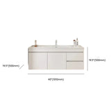 White Single Sink MDF Bathroom Vanity Set with Shelves Image - 38