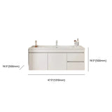 White Single Sink MDF Bathroom Vanity Set with Shelves Image - 40