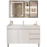 White Single Sink MDF Bathroom Vanity Set with Shelves Image - 9