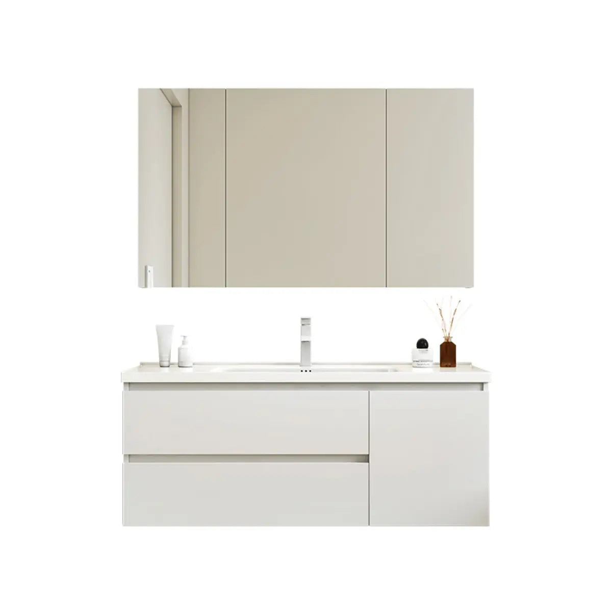 White Sink Ceramic Waterproof Bathroom Vanity with Storage Image - 3