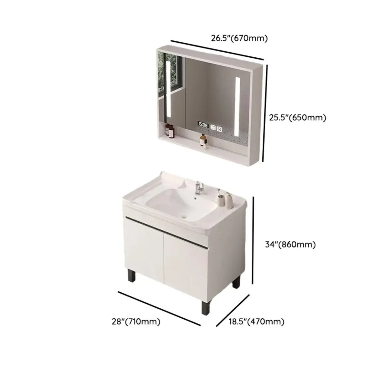 White Sink Wood Free-standing Storage Bathroom Vanity Image - 17