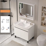 White Sink Wood Free-standing Storage Bathroom Vanity Image - 5