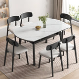 White Sintered Stone Dining Table Set with Six Chairs Image - 1