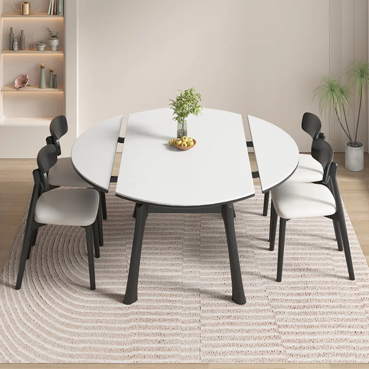 White Sintered Stone Dining Table Set with Six Chairs Image - 3