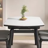 White Sintered Stone Dining Table Set with Six Chairs Image - 5