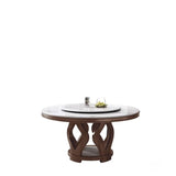 White Slate Round Dining Set 8 Seats with Swivel Top Image - 5