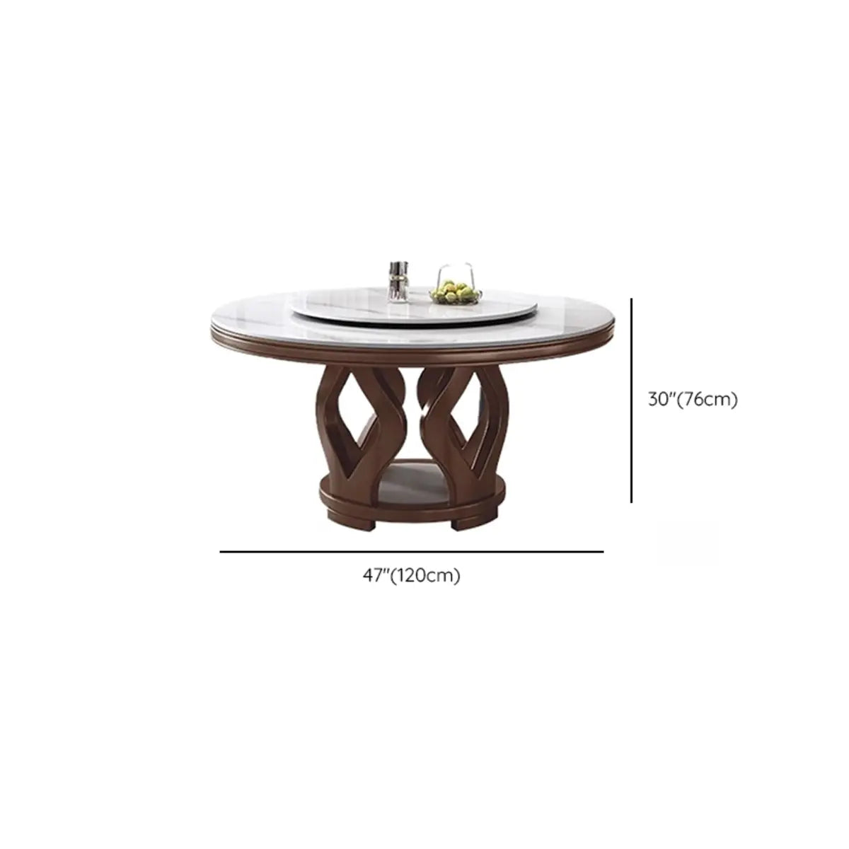 White Slate Round Dining Set 8 Seats with Swivel Top 