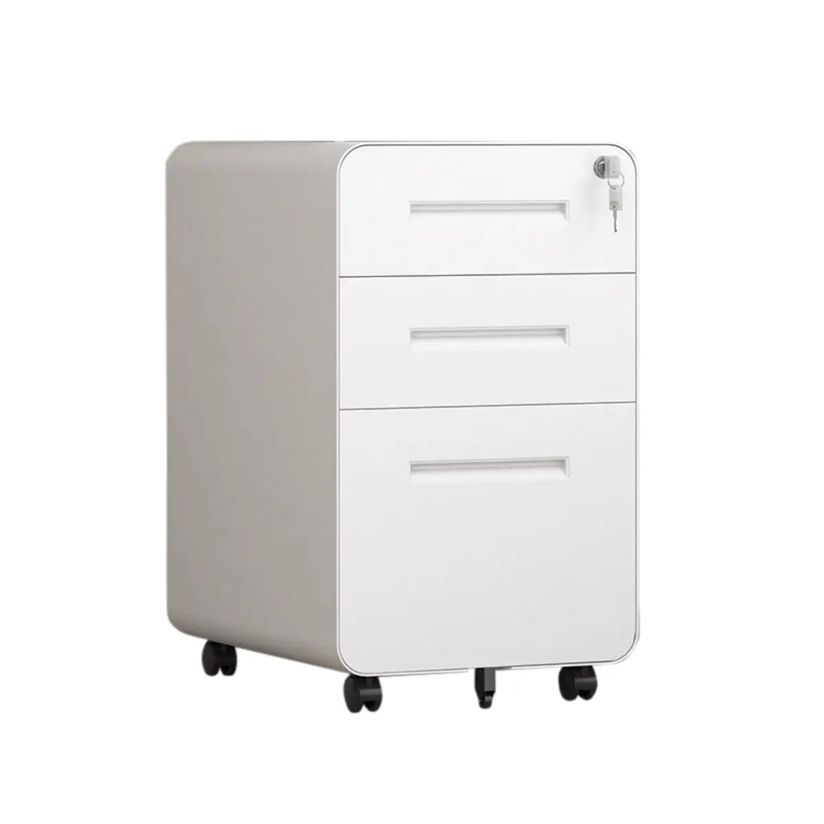 White Small Steel Mobile Short Lockable Filing Cabinet Image - 1