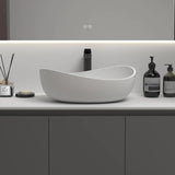 White Specialty Engineered Stone Center Bowl Sinks Image - 1