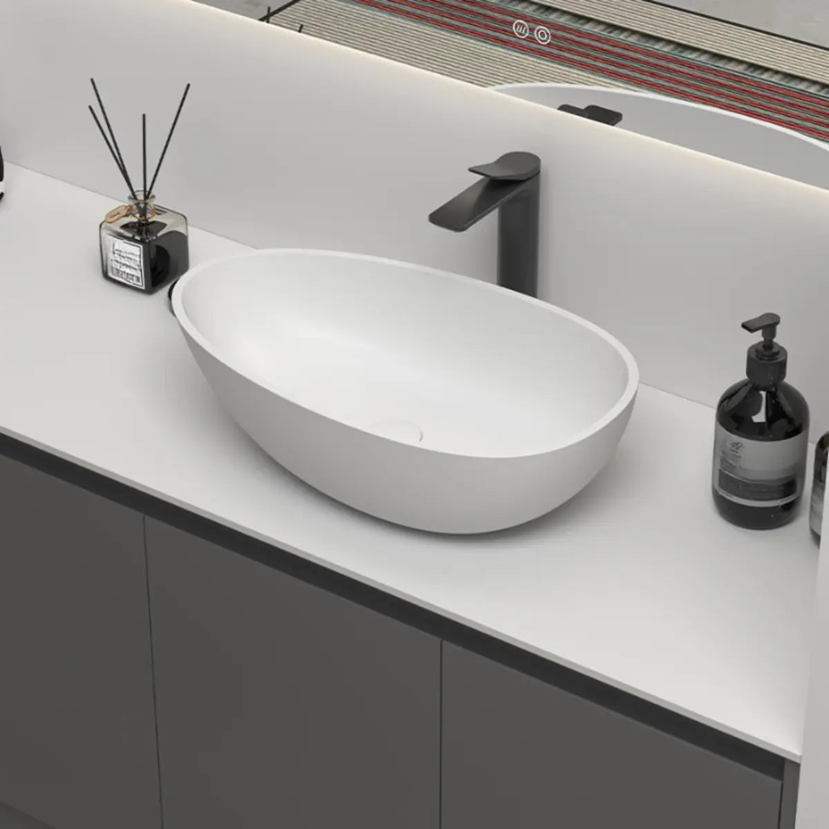 White Specialty Engineered Stone Center Bowl Sinks Image - 4