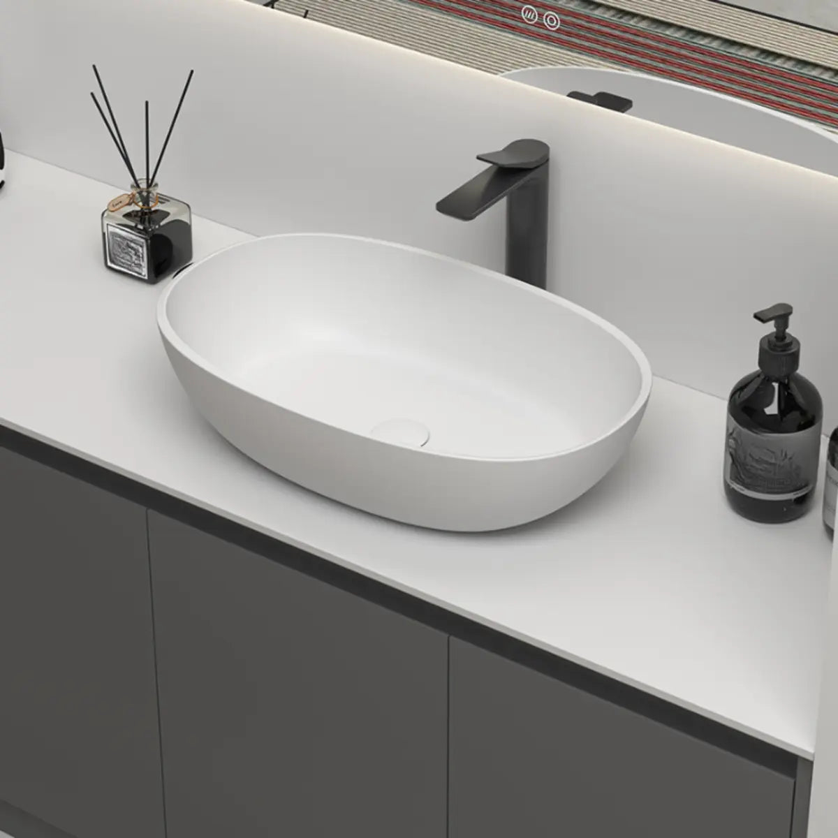 White Specialty Engineered Stone Center Bowl Sinks Image - 6