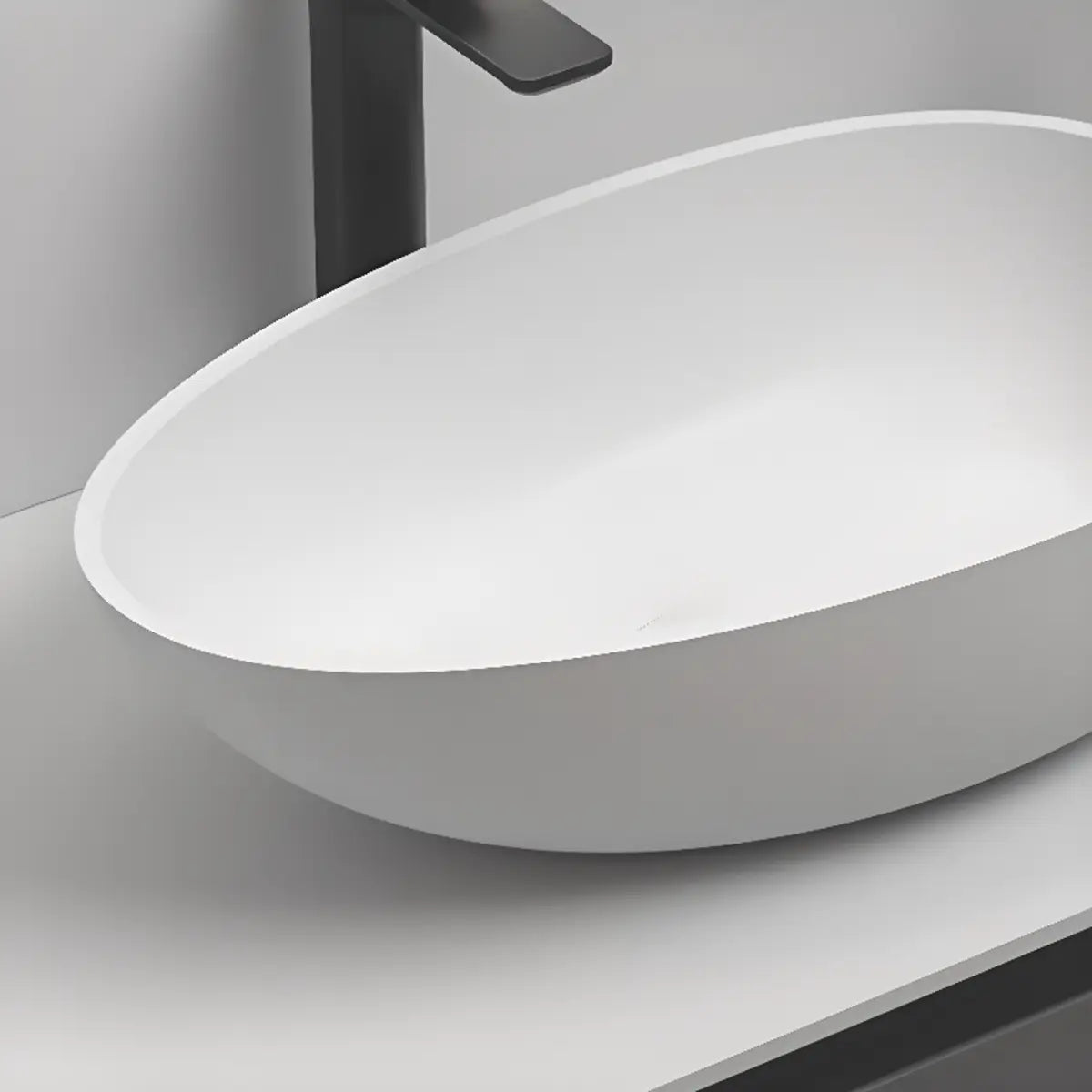 White Specialty Engineered Stone Center Bowl Sinks Image - 7