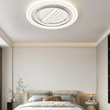 White Square Geometric Bladeless Ceiling Fan with Light Image - 11