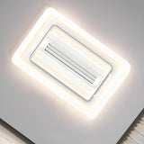 White Square Geometric Bladeless Ceiling Fan with Light Image - 12