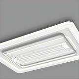 White Square Geometric Bladeless Ceiling Fan with Light Image - 14