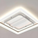 White Square Geometric Bladeless Ceiling Fan with Light Image - 15