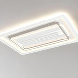 White Square Geometric Bladeless Ceiling Fan with Light Image - 16