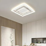 White Square Geometric Bladeless Ceiling Fan with Light Image - 19