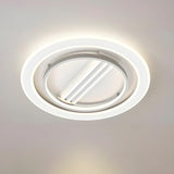 White Square Geometric Bladeless Ceiling Fan with Light Image - 2