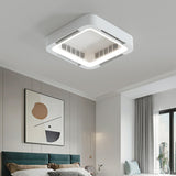 White Square Modern Bladeless Ceiling Fan with Light Image - 13