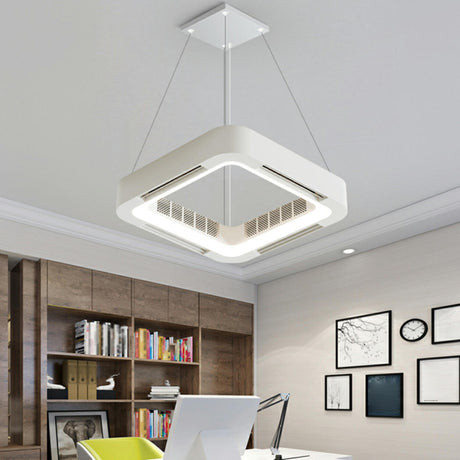 White Square Modern Bladeless Ceiling Fan with Light Image - 2