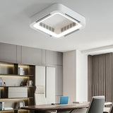 White Square Modern Bladeless Ceiling Fan with Light Image - 3