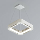 White Square Modern Bladeless Ceiling Fan with Light Image - 9