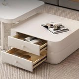 White Square Stone Top Storage Frame Coffee Table Image - 6