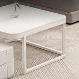 White Square Stone Top Storage Frame Coffee Table Image - 8