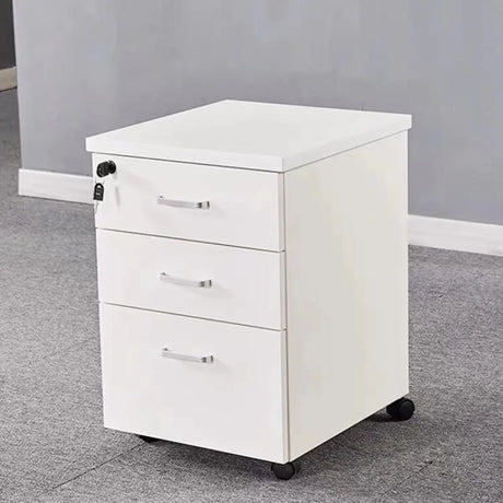 White Square Wood Lockable Sliding Short Filing Cabinet Image - 1