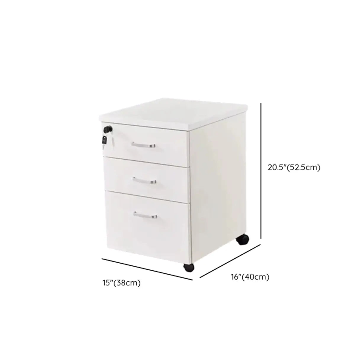 White Square Wood Lockable Sliding Short Filing Cabinet 