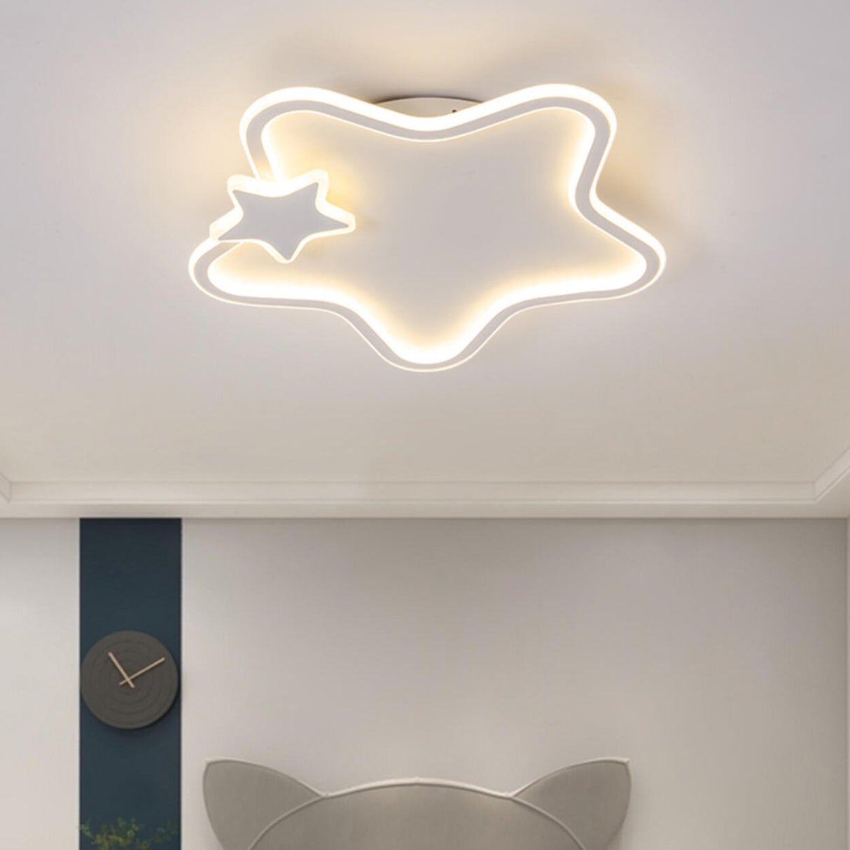 White Star Flush Mount Light Kids' Room Decor 2-Light Image - 1