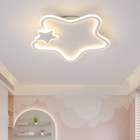 White Star Flush Mount Light Kids' Room Decor 2-Light Image - 2