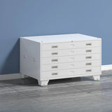 White Steel Lateral Lockable Filing Cabinet with Wheels Image - 12