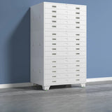 White Steel Lateral Lockable Filing Cabinet with Wheels Image - 14