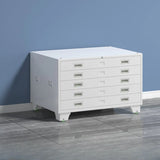 White Steel Lateral Lockable Filing Cabinet with Wheels Image - 15