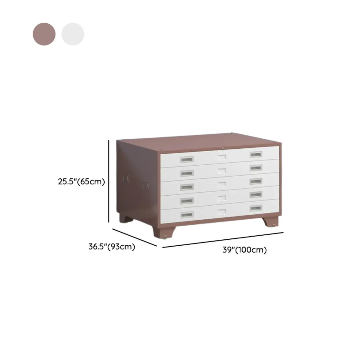 White Steel Lateral Lockable Filing Cabinet with Wheels 