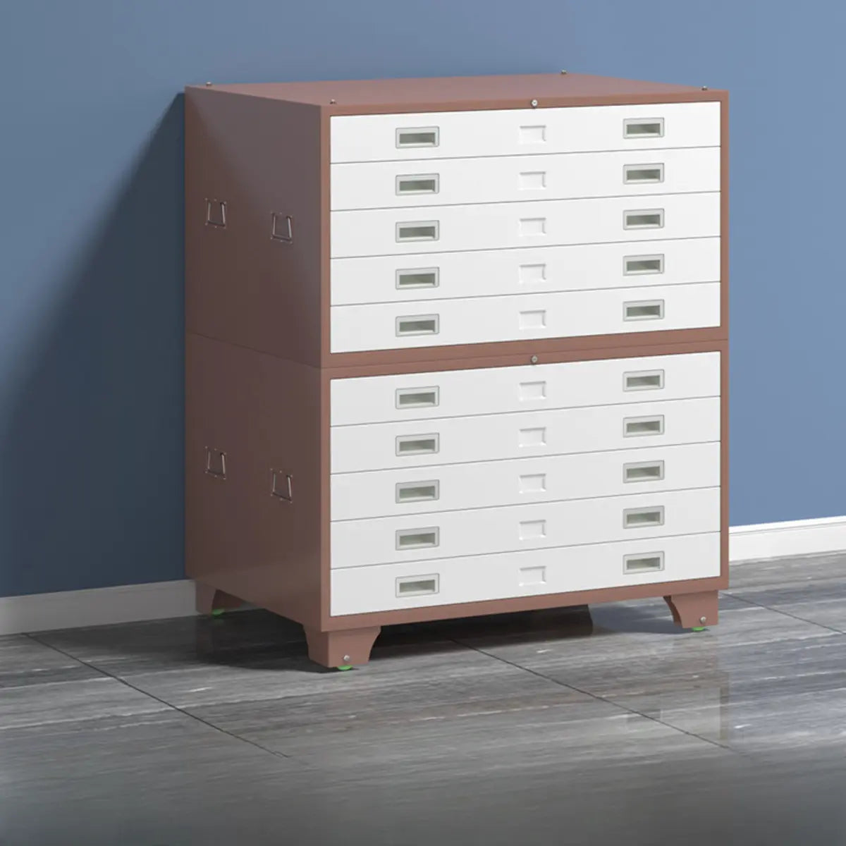 White Steel Lateral Lockable Filing Cabinet with Wheels Image - 5