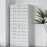 White Steel Lockable Office Storage Cabinet with Drawers Image - 17