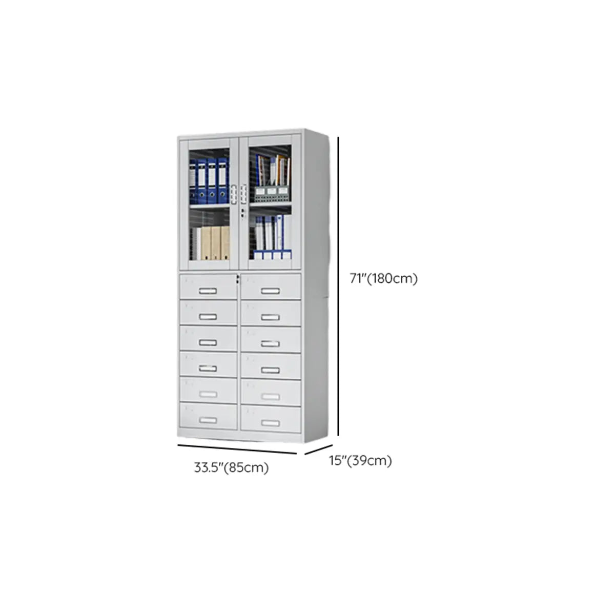 White Steel Lockable Office Storage Cabinet with Drawers Image - 23