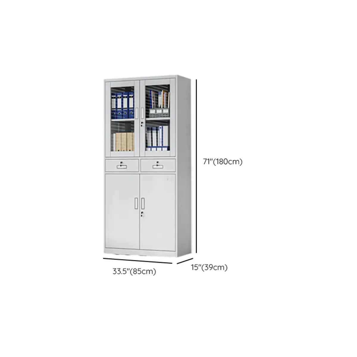 White Steel Lockable Office Storage Cabinet with Drawers Image - 24