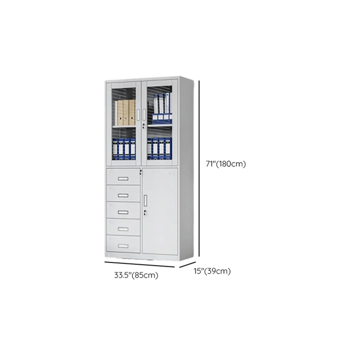 White Steel Lockable Office Storage Cabinet with Drawers Image - 26