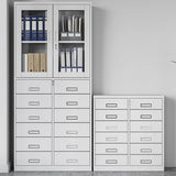 White Steel Lockable Office Storage Cabinet with Drawers Image - 3