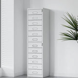 White Steel Lockable Office Storage Cabinet with Drawers Image - 4