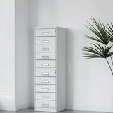 White Steel Lockable Office Storage Cabinet with Drawers Image - 5