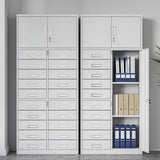 White Steel Lockable Office Storage Cabinet with Drawers Image - 6