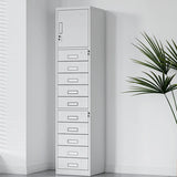 White Steel Lockable Office Storage Cabinet with Drawers Image - 7